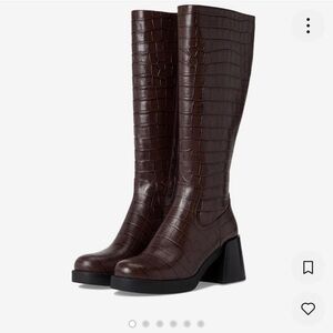 Coach Alligator Leather Heeled Boots - Brown